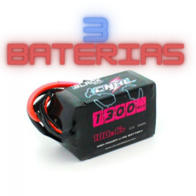 Combo 3 Baterias Lipo 1300mAh 22.2V 6S 100C XT60 Plug CNHL Black Series