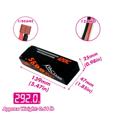 Bateria Lipo 2s  Caja Dura 5600 mAh 7.4V 2S2P 120C