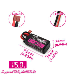 Batería Lipo 3S 1100mAh 11,1V 100C con conector T/Dean CNHL Black Series