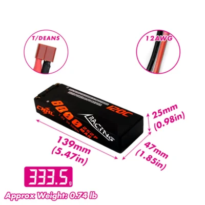 Batería Lipo Caja Dura 2S 8000 mAh 7,4V 120 C CNHL Racing Series conector T/D **BAJO PEDIDO**