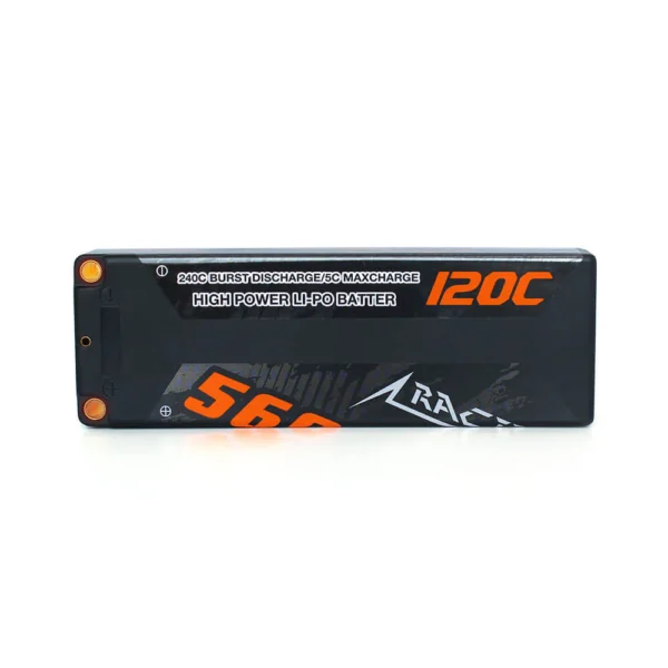 Batería Lipo Caja Dura 7,4 V 5600 mAh 2S 2P, CNHL Racing Series 120 C conector EC5 - Imagen 4