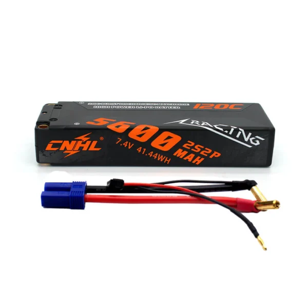 Batería Lipo Caja Dura 7,4 V 5600 mAh 2S 2P, CNHL Racing Series 120 C conector EC5 - Imagen 5