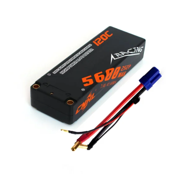 Batería Lipo Caja Dura 7,4 V 5600 mAh 2S 2P, CNHL Racing Series 120 C conector EC5 - Imagen 6