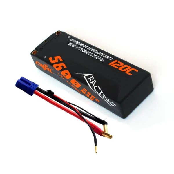 Batería Lipo Caja Dura 7,4 V 5600 mAh 2S 2P, CNHL Racing Series 120 C conector EC5 - Imagen 7