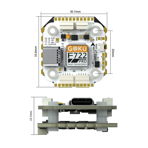 Stack GOKU F722 Pro Mini V2 45A 32Bit 128K - 20x20mm **BAJO PEDIDO** - Imagen 4