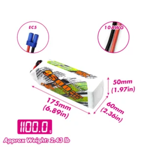 Batería Lipo 6S  9500 mAh, 22,2 V,90 C y conector EC5 CNHL Racing Series