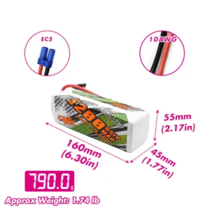 Batería Lipo 6S 5200 mAh CNHL Racing Series de , 22,2V 90 C y conector EC5 **BAJO PEDIDO**