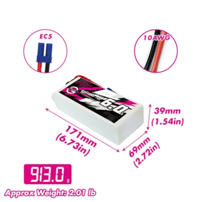 Batería de polímero de litio 6S CNHL G+Plus de 6000 mAh, 22,2 V, y 70 C con conector EC5 **BAJO PEDIDO**