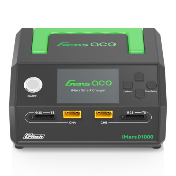 Cargador inteligente Gens ace iMars D1000 | Doble canal | CA 1000 W | G-Tech **BAJO PEDIDO**