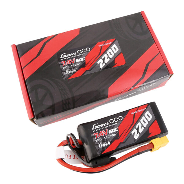 Batería Lipo 2S 2200 mAh 60C G-Tech Gens ace 7,4 V y conector XT60 - Imagen 2