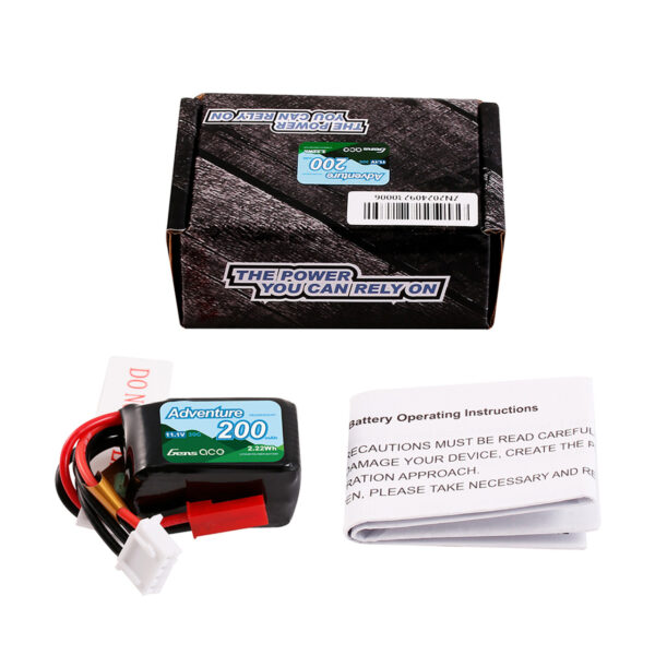 Batería Lipo 200 mAh, 3S, 11,1 V, 30 C y conector JST Gens ace - Imagen 2