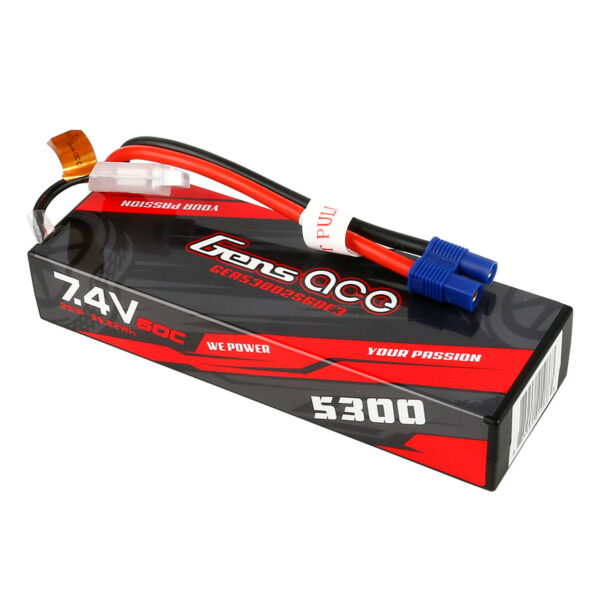 Batería Lipo 2s 5300 mAh 7,4 V 60 C,  Gens ace de caja rígida, conector EC3 para Carro RC - Imagen 4