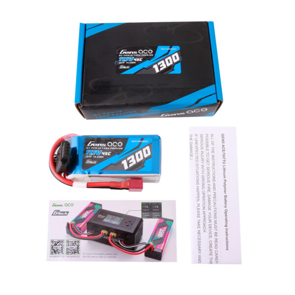 Batería Lipo G-Tech Gens ace de 1300 mAh, 3S, 11,1 V, 45 C y conector Deans **BAJO PEDIDO** - Imagen 6