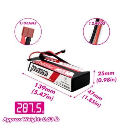 Batería Lipo 2S 5200mAh 7.4V 100C Caja Dura  T/Dean CNHL Racing Series