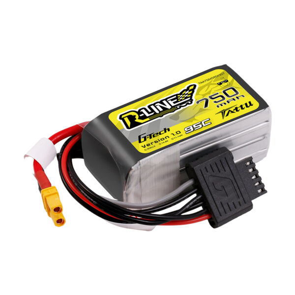 Batería Lipo 4S  de 750 mAh, , 95 C, 14,8 V y conector XT30 Tattu R-Line G-tech - Imagen 4