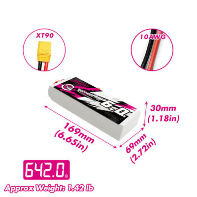 Batería Lipo 4S 6000mAh 14.8V 70C CNHL G+Plus con conector XT90 ** Bajo Pedido**