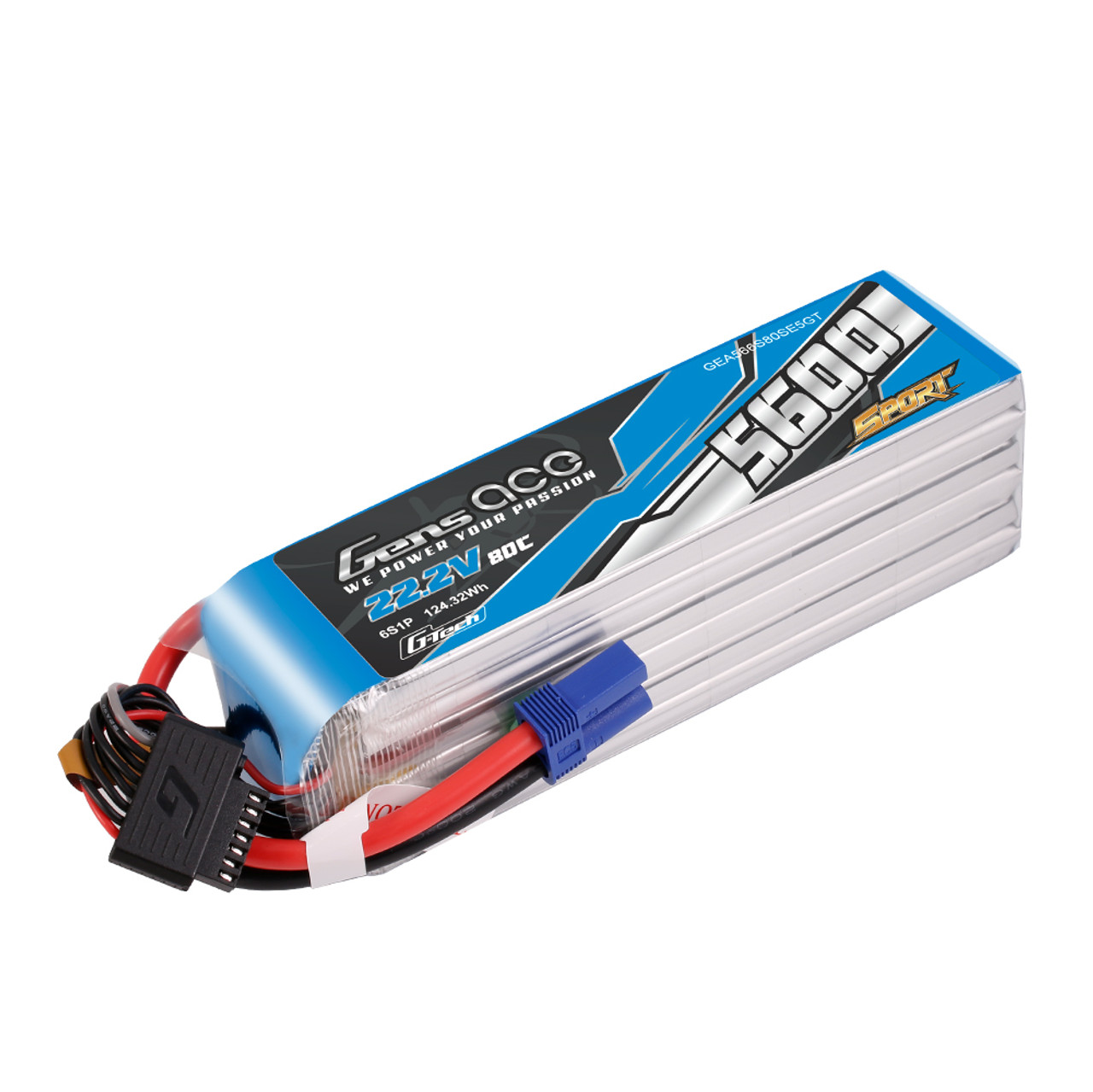 Batería 6S 5600mAh 22.2V 80C Gens ace Sport G-TechLipo con conector EC5 **BAJO PEDIDO** - Imagen 5
