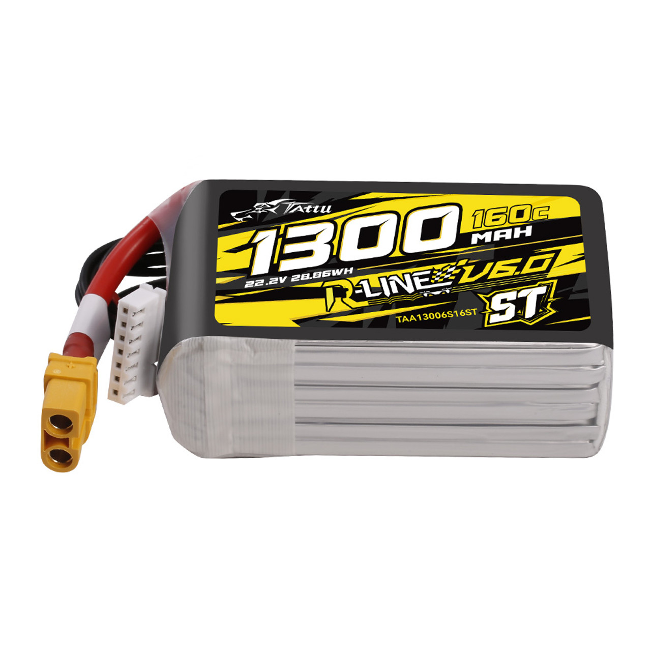 batería Lipo Tattu 6S 1300mAh 160C 22.2V R-Line Versión 6.0 ST con conector XT60