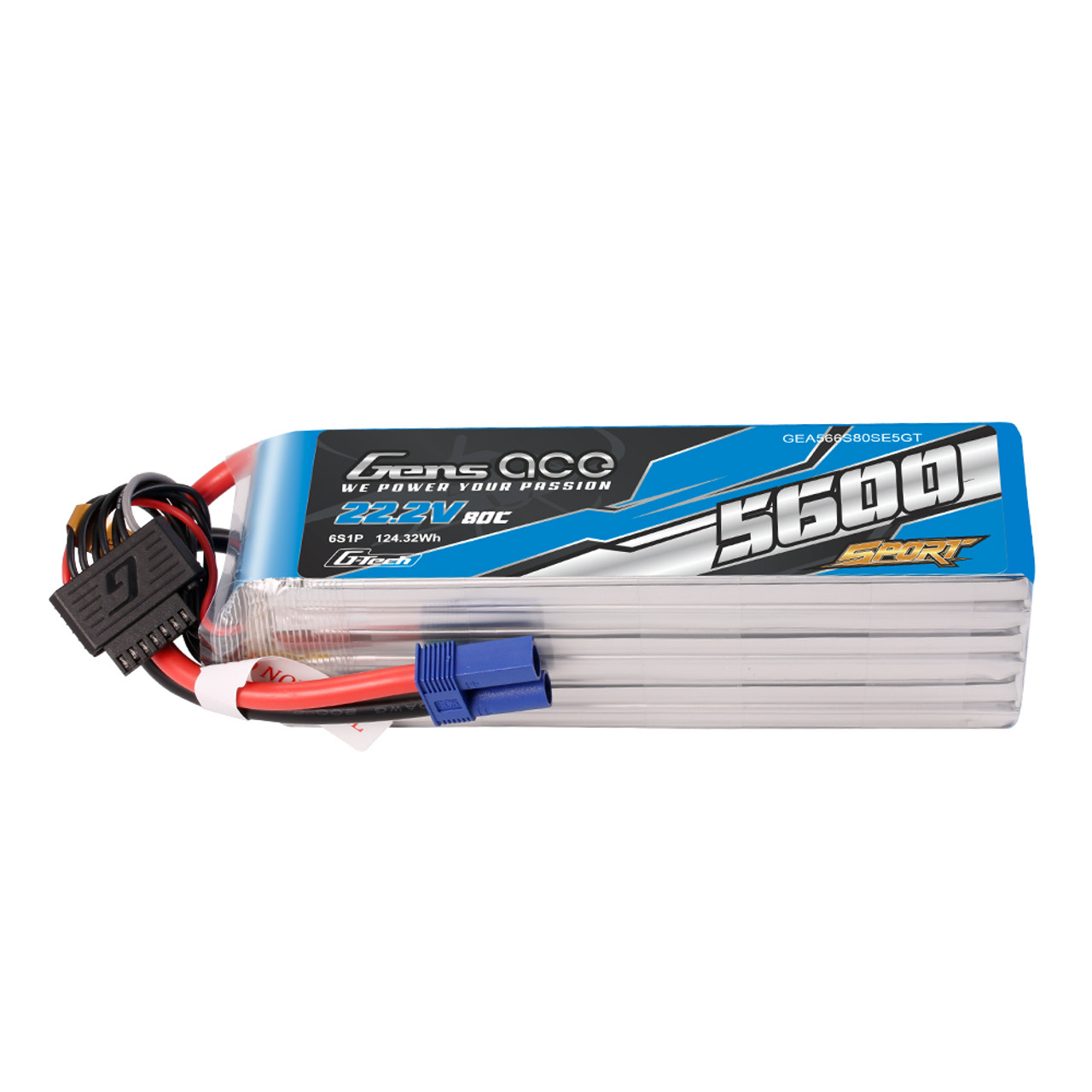 Batería 6S 5600mAh 22.2V 80C Gens ace Sport G-TechLipo con conector EC5 **BAJO PEDIDO**
