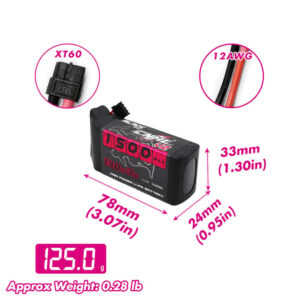Batería Lipo 3S 1500mAh 11.1V 130C CNHL Serie Negra V2.0 1 con Conector XT60 **TRANSITO INTERNACIONAL**