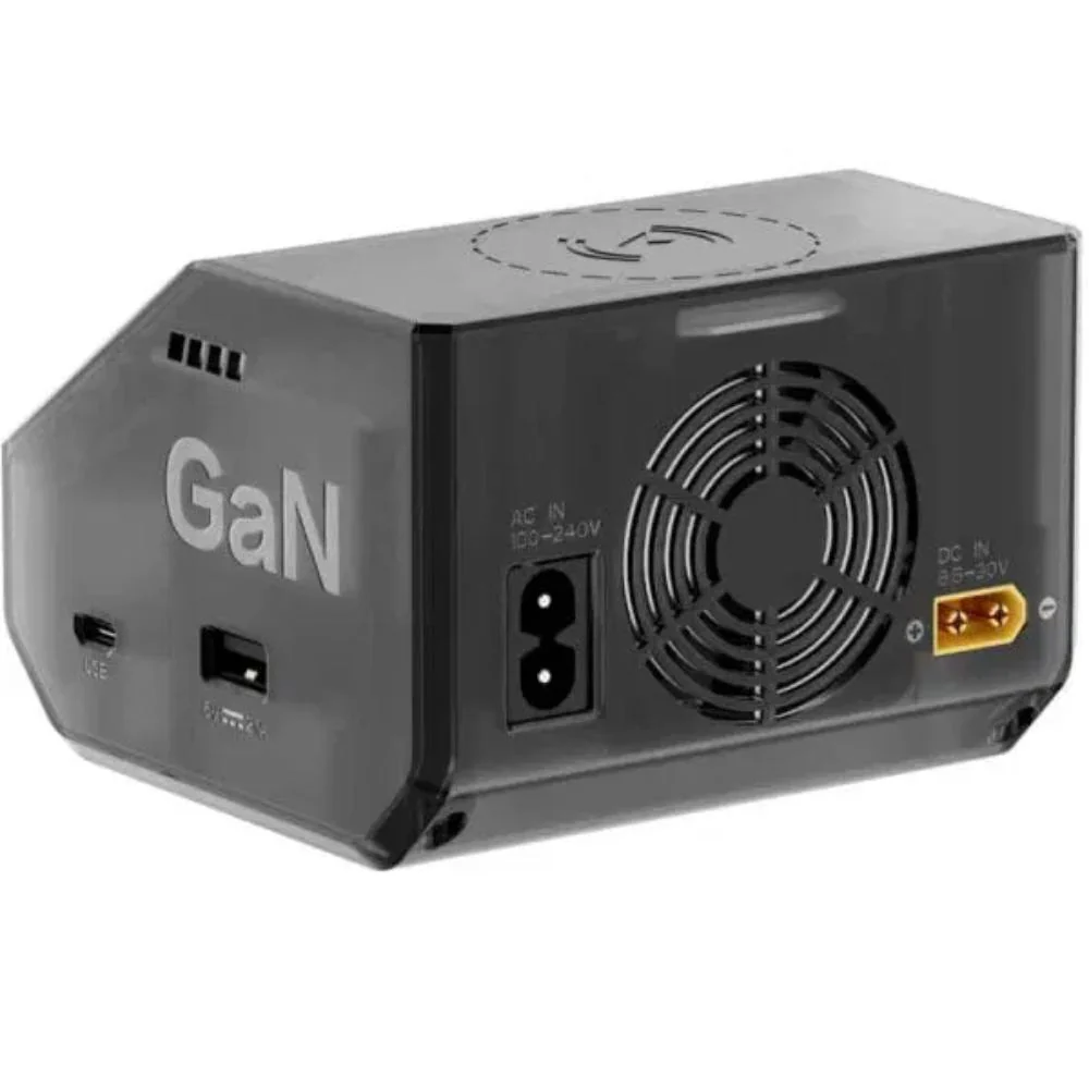 Cargador doble HOTA D6 Ultra GAN + SIC 1-6S CA 300 W/CC 650 W 15 A con carga inalámbrica para celular Gris transparente - Imagen 7