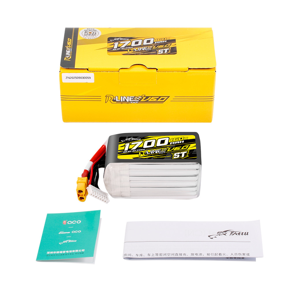 baterías 6S 1700mAh 160C 22.2V ST Lipo con conector XT60 Tattu R-Line Versión 6.0 - Imagen 2