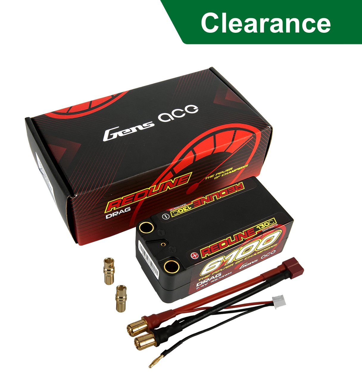 Batería Lipo 2S 6100mAh 7.4V 130C HardCase Shorty Gens ace Redline Drag racing Series